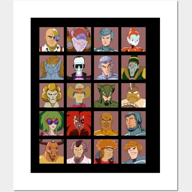 SilverHawks Characters. Quicksilver, Steelheart, Steelwill, Mon*Star, Hardware, Timestopper, Yes-Man, Smiley and many more! Wall Art by DaveLeonardo